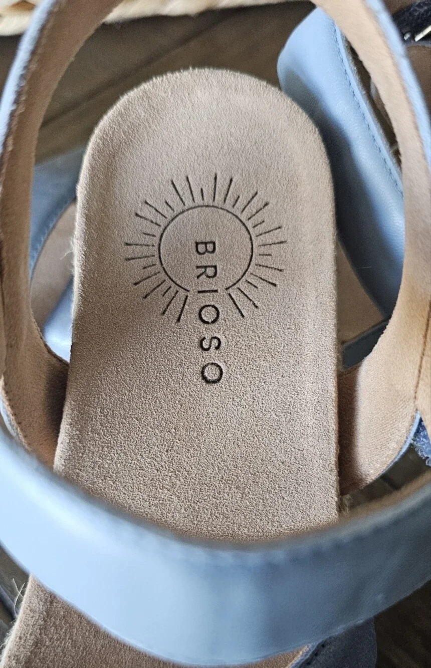 BRIOSO Women's Blue Leather Espadrille Platform Sandals Women's Sz 9 & 10 NWOB